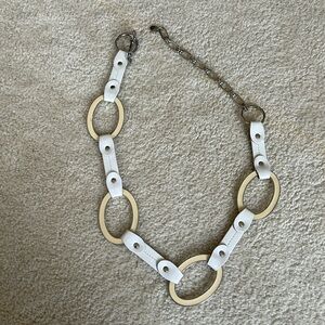 White leather and silver belt, about 36 inches total